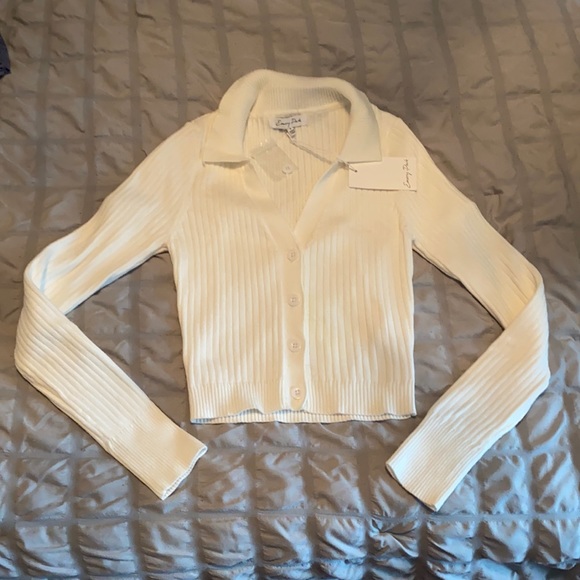 emory park Sweaters - Cropped button down sweater with collar